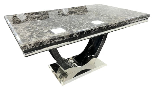 Arial 200CM Marble & Chrome Dining Table - 6 Colours