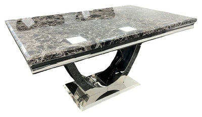 Arial 200CM Marble & Chrome Dining Table - 6 Colours
