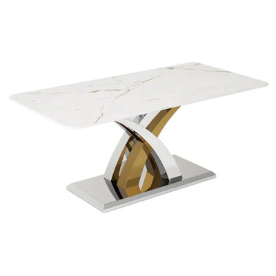 Ottavia 180cm Chrome Gold Dining Table With Milano Velvet Gold Chairs