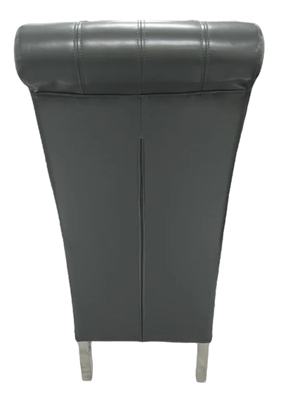 Lucy Leather Scroll Back Dining Chair With Chrome Legs In 2 Colours