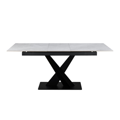 Toronto 140-180cm White Ceramic Marble Extending Dining Table With Velvet Dining Chairs