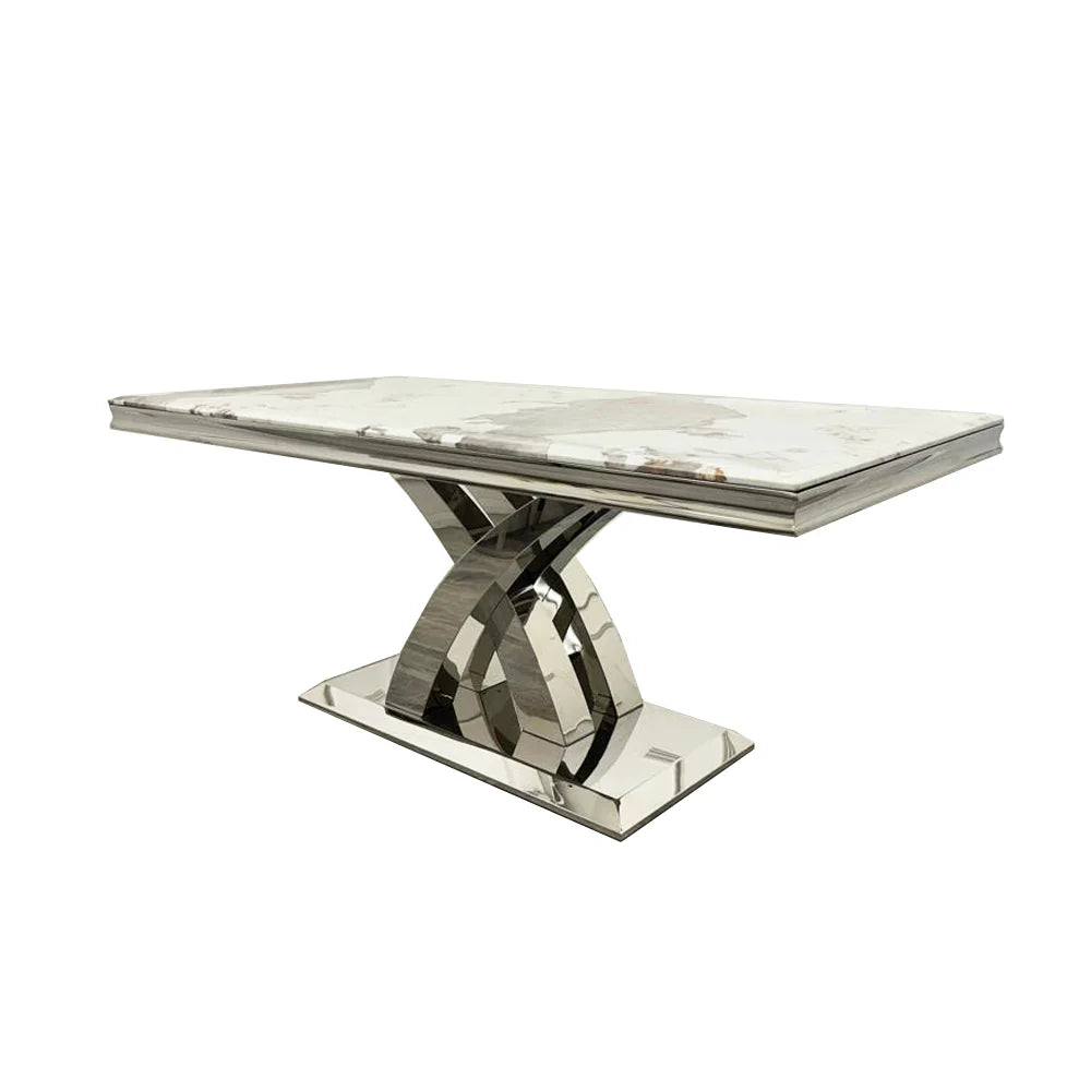 Milan Ottavia 180cm Marble & Chrome Dining Table In 5 Colours