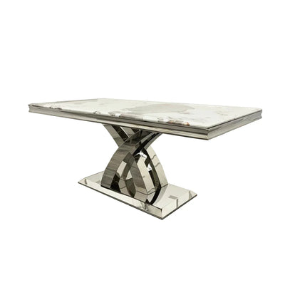 Milan Ottavia 180cm Marble & Chrome Dining Table In 5 Colours