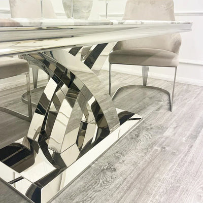 Milan Ottavia 180cm Marble & Chrome Dining Table In 5 Colours