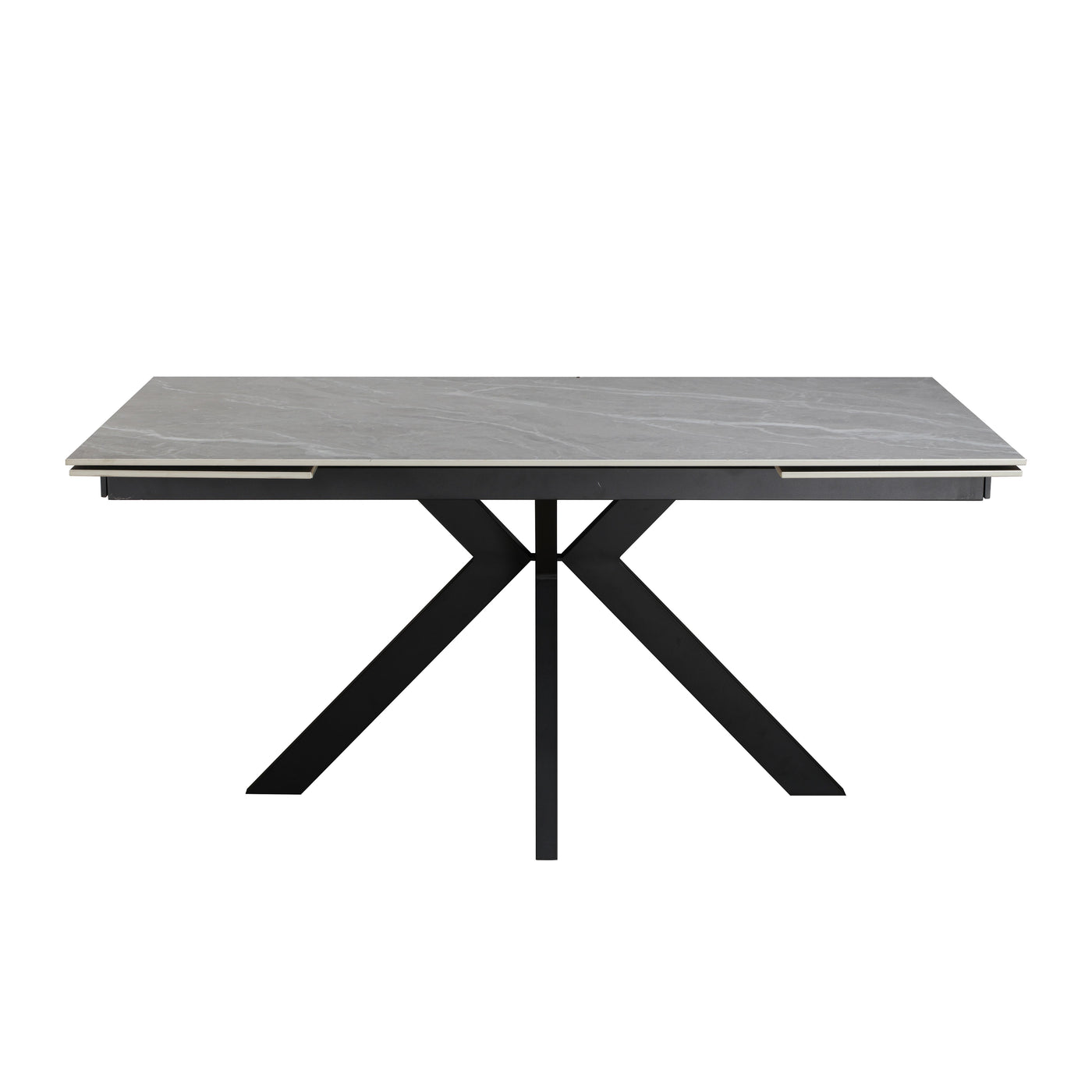Nova 160-240cm Grey Matt Ceramic Marble Side Extending Dining Table With Velvet Dining Chairs