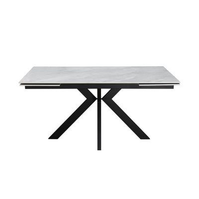 Nova 160-240cm White Ceramic Marble Side Extending Dining Table With Swivel Velvet Dining Chairs