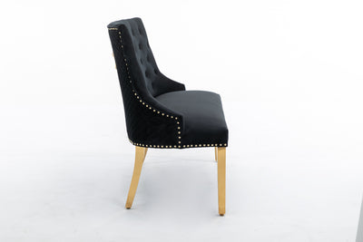Majestic Gold Lion Knocker Quilted High Back Black Gold Plush Velvet 130cm Dining Bench