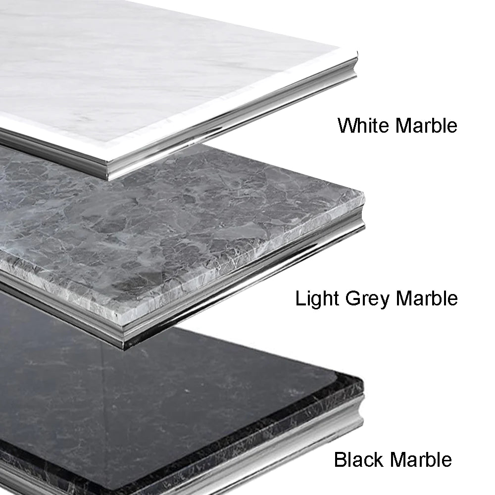 Arial 130cm Marble & Chrome Coffee Table - 5 Colours