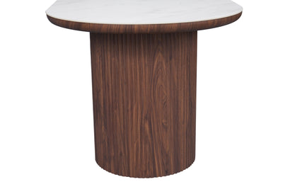 Mateo 200cm Oval Walnut & White Ceramic Sintered Marble Dining Table