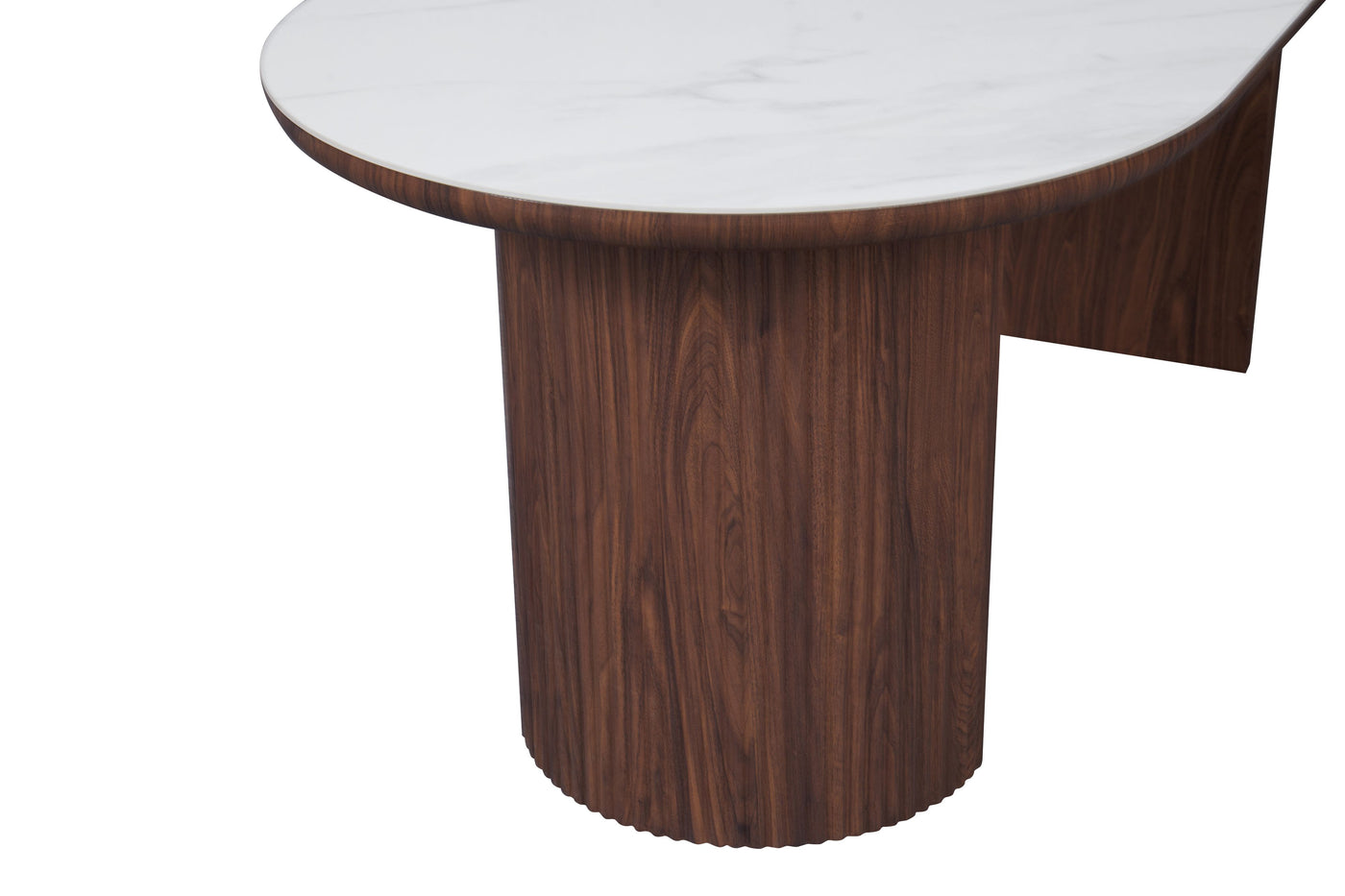 Mateo 200cm Oval Walnut & White Ceramic Sintered Marble Dining Table