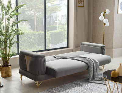 The Sevilla Luxury Premium 3+2 Black Gold Velvet Sofa Bed Set