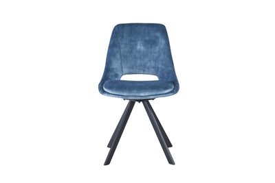 Leon Velvet Swivel Dining Chairs With Black Metal Legs - Pairs - 3 Colours