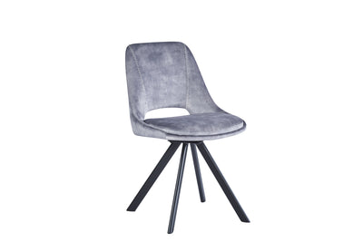 Leon Velvet Swivel Dining Chairs With Black Metal Legs - Pairs - 3 Colours
