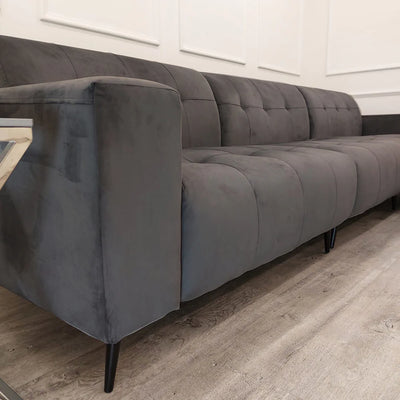 Oslo Premium Plush Velvet Fabric Corner 2 Piece Open Plan Sofa In 6 Colours