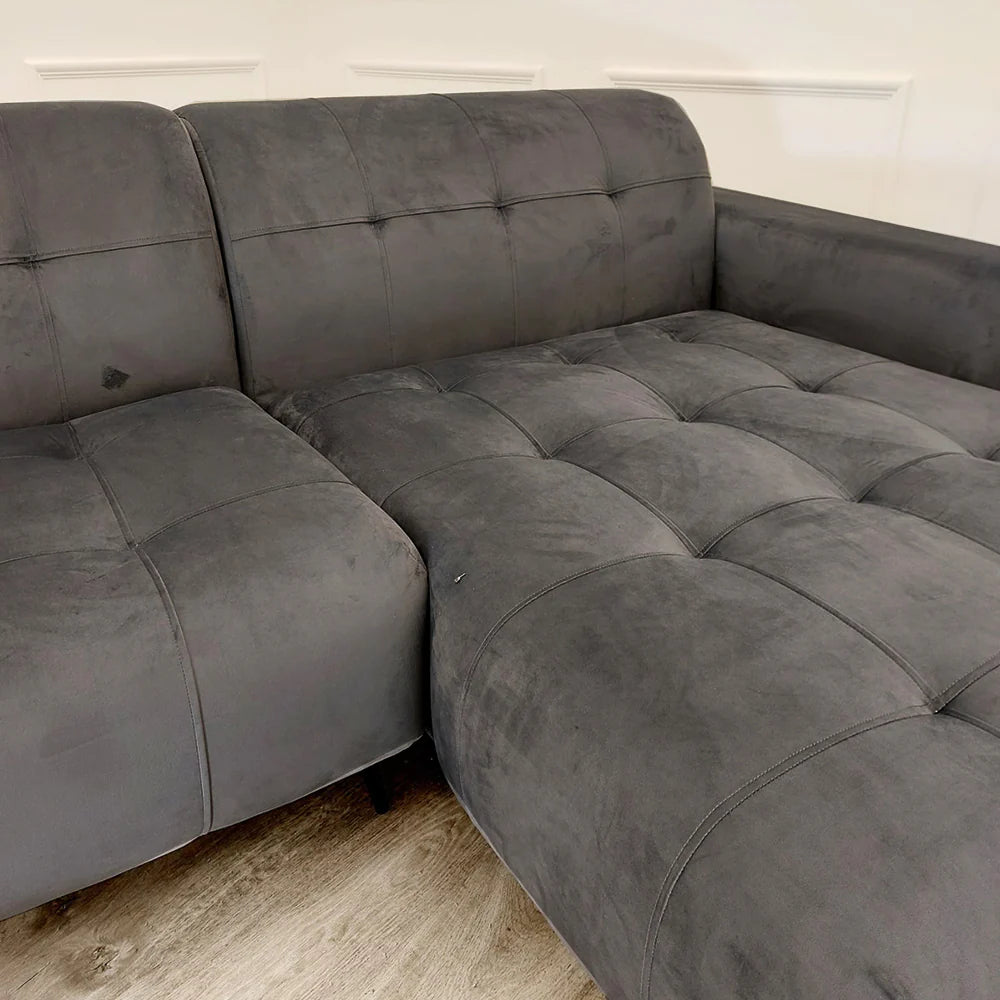 Oslo Premium Plush Velvet Fabric Corner 2 Piece Open Plan Sofa In 6 Colours