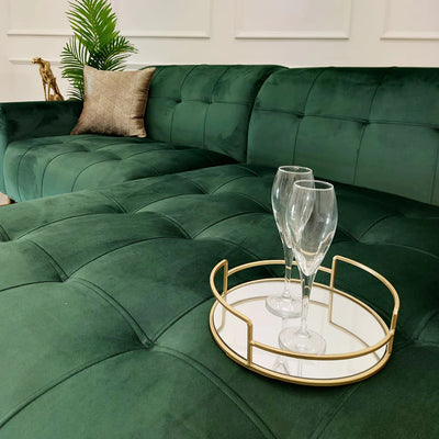 Oslo Premium Plush Velvet Fabric Corner 2 Piece Open Plan Sofa In 6 Colours