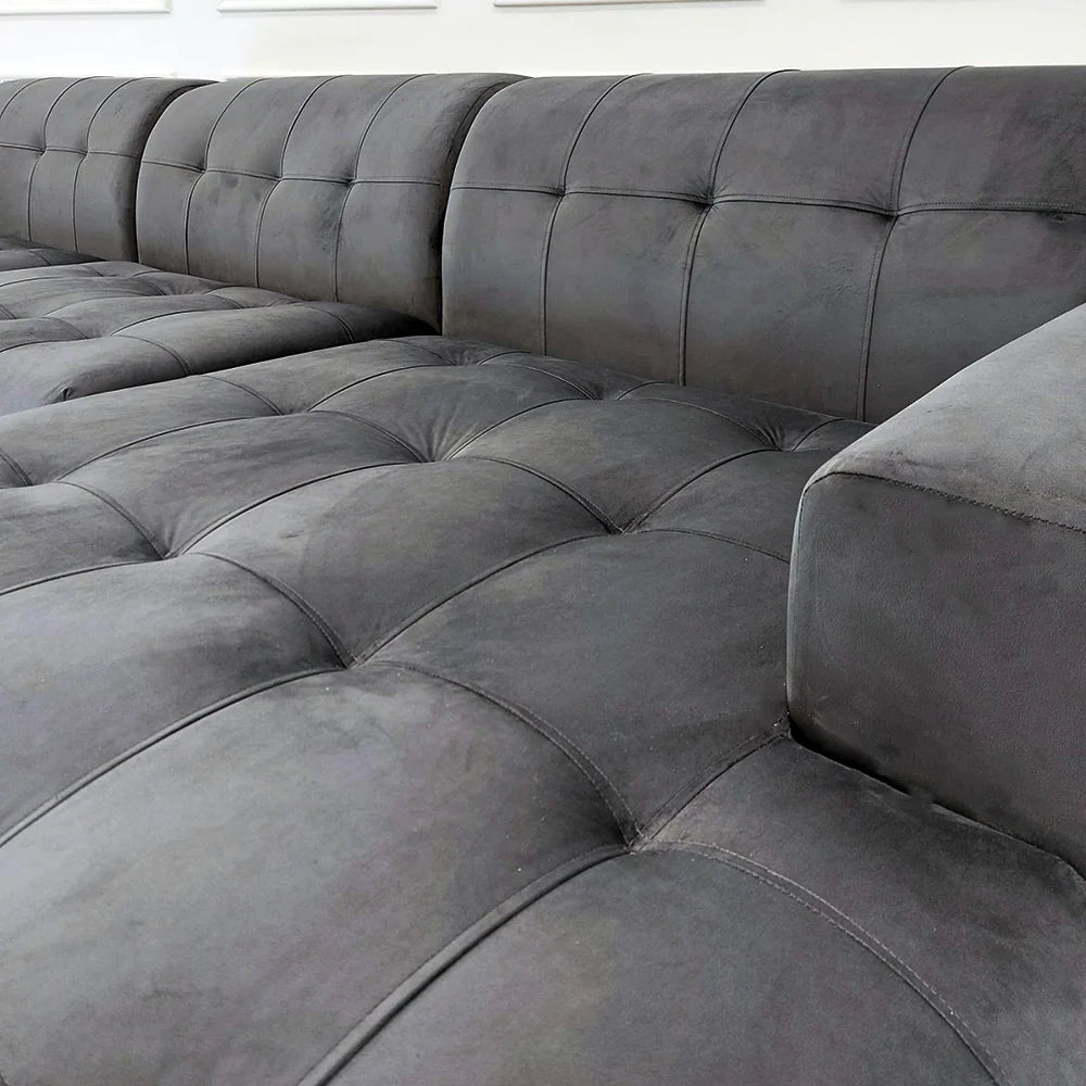 Oslo Premium Plush Velvet Fabric Corner 2 Piece Open Plan Sofa In 6 Colours