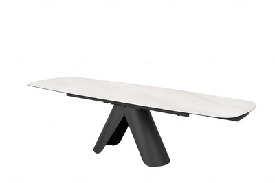 Onyx 180-280cm Italian White Ceramic Marble Side Extending Dining Table