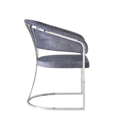 Porto Grey / Chrome Leathaire Fabric Dining Chair