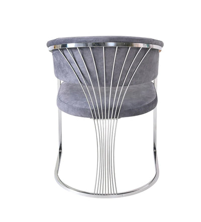 Porto Grey / Chrome Leathaire Fabric Dining Chair