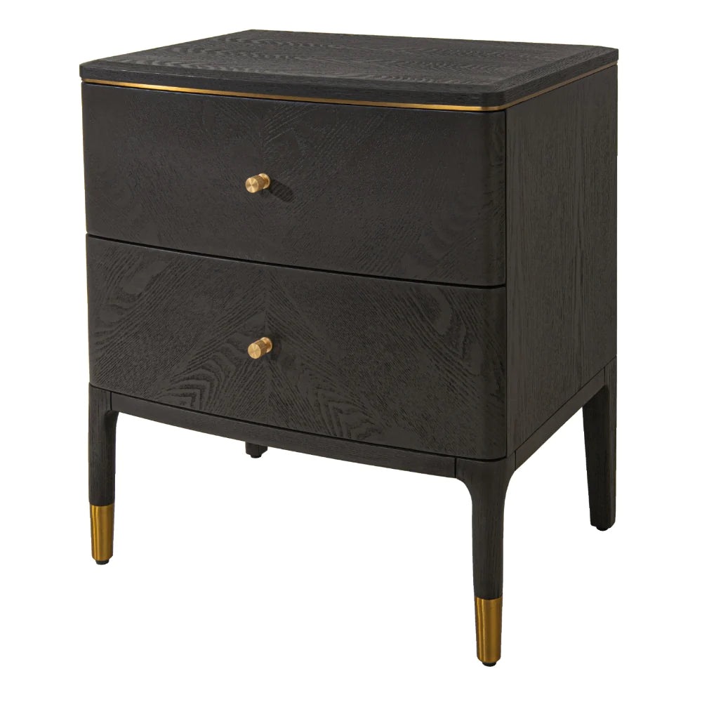 RV Astley Vancent 2 Drawer Bedside Table Dark Grey Esme Furnishings