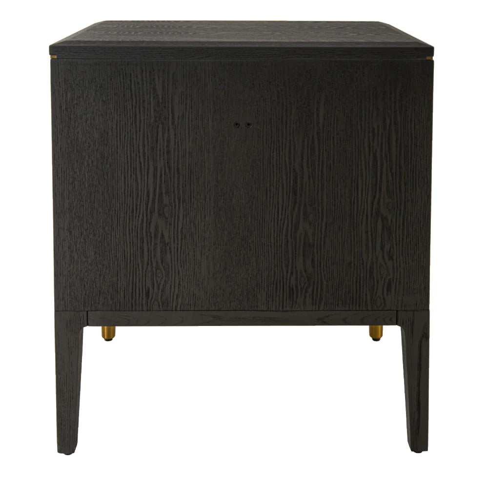 RV Astley Vancent 2 Drawer Bedside Table Dark Grey Esme Furnishings