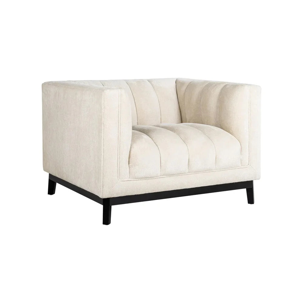 Richmond Interiors Beaudy Lounge Armchair White Chenille Fabric