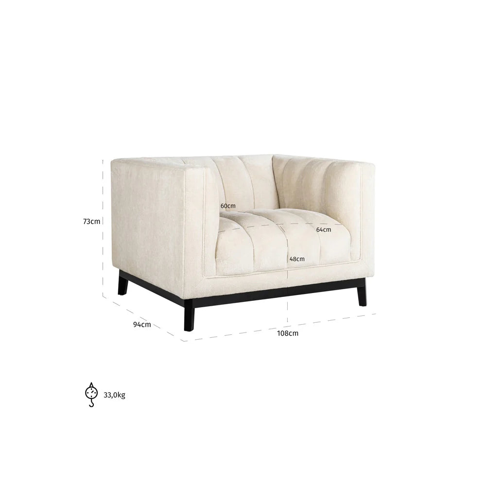 Richmond Interiors Beaudy Lounge Armchair White Chenille Fabric