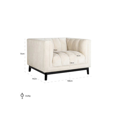 Richmond Interiors Beaudy Lounge Armchair White Chenille Fabric