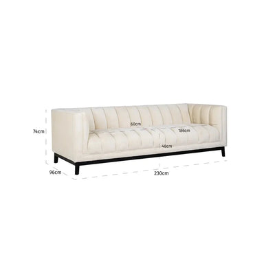 Richmond Interiors Beaudy 4 Seater Sofa White Chenille Fabric