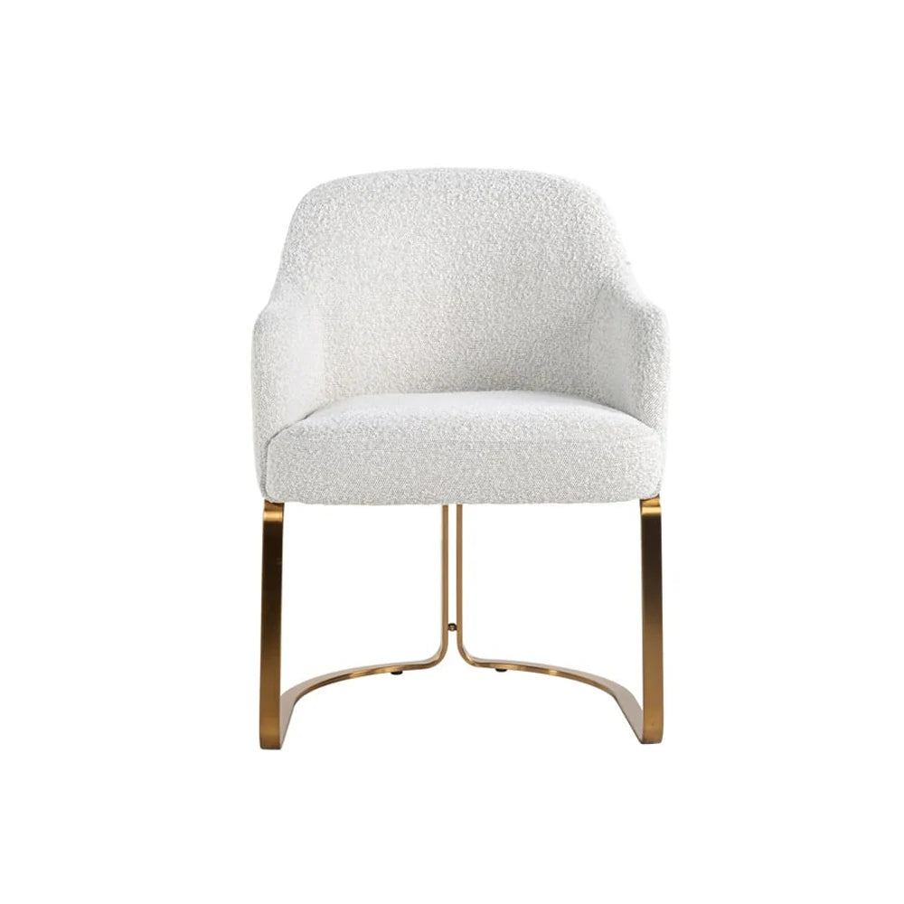 Richmond Interiors Carlton White Boucle Gold Velvet Dining Chair