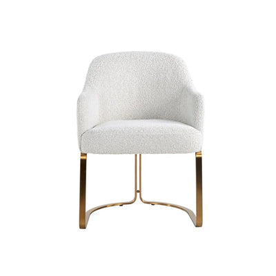 Richmond Interiors Carlton White Boucle Gold Velvet Dining Chair