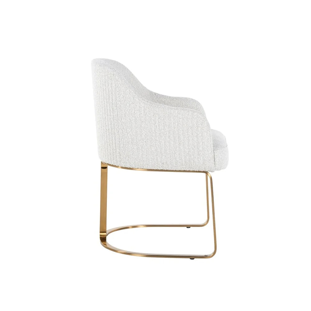 Richmond Interiors Carlton White Boucle Gold Velvet Dining Chair