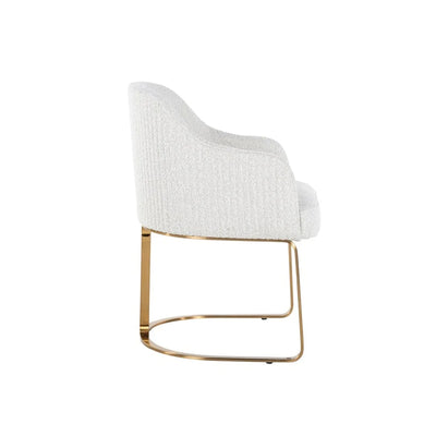 Richmond Interiors Carlton White Boucle Gold Velvet Dining Chair