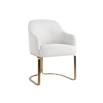 Richmond Interiors Carlton White Boucle Gold Velvet Dining Chair