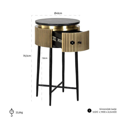 Richmond Interiors Ironville Golden 1 Drawer Side Table