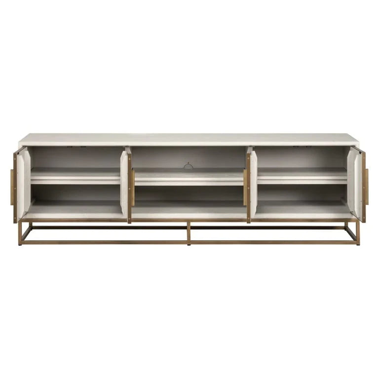 Richmond Interiors Whitebone Brass 200cm TV Unit