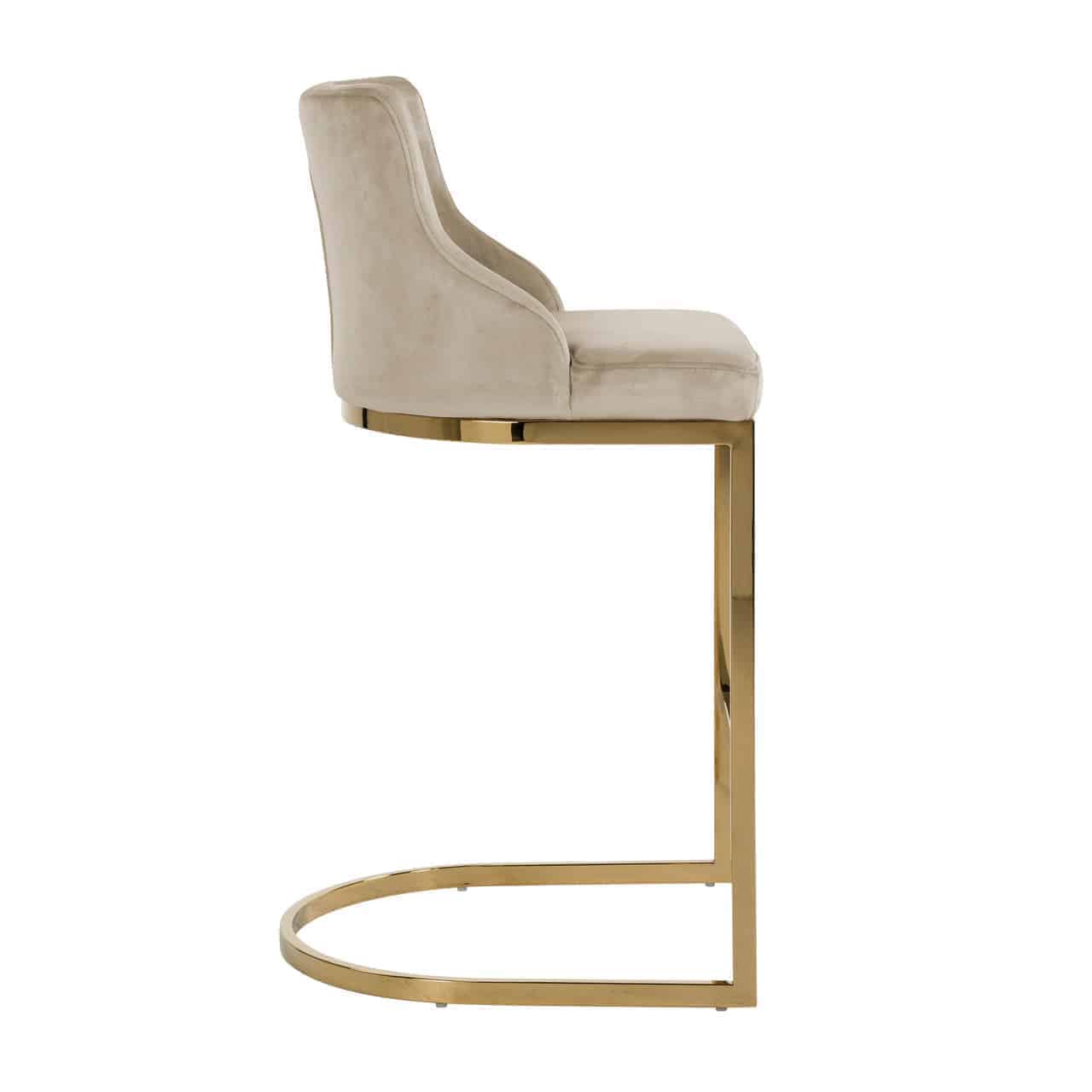 Richmond Interiors Bolton Gold & Taupe Khaki Velvet Bar Stool