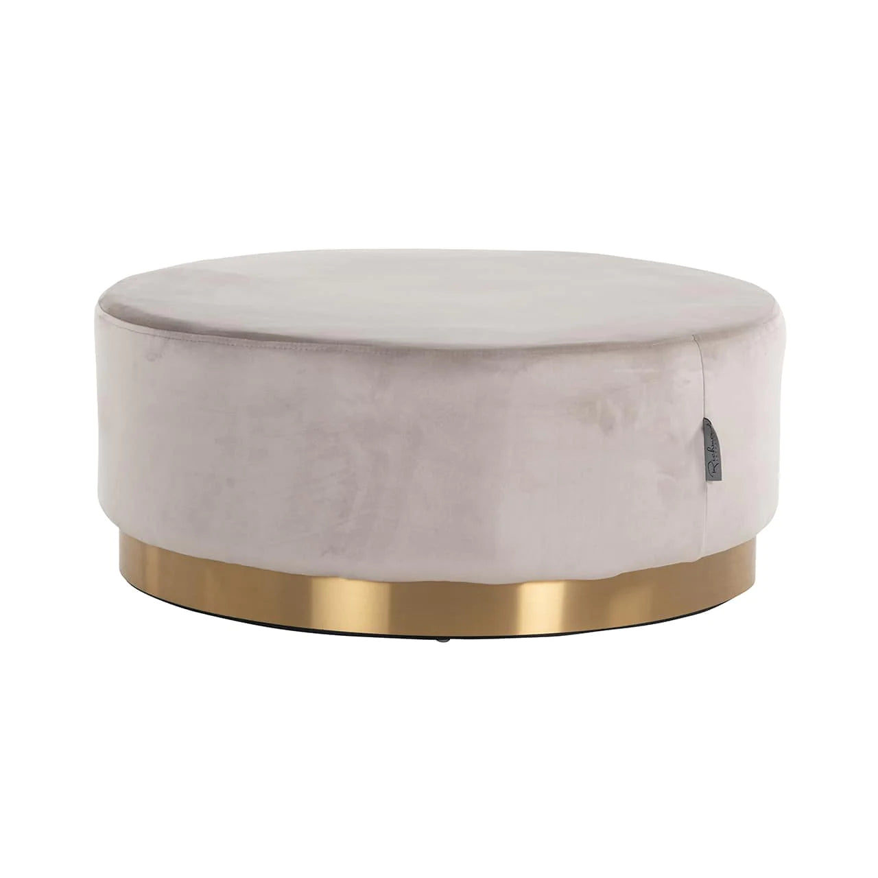 Richmond Interiors Pouffe In Jago Khaki Velvet And Brushed Gold
