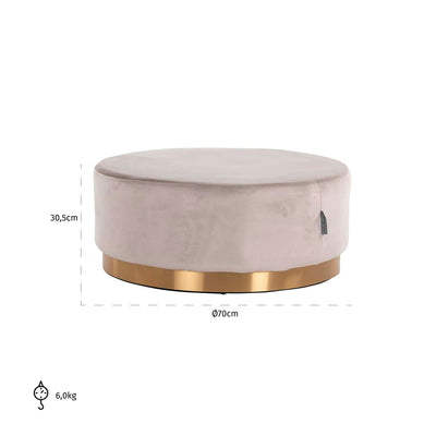 Richmond Interiors Pouffe In Jago Khaki Velvet And Brushed Gold