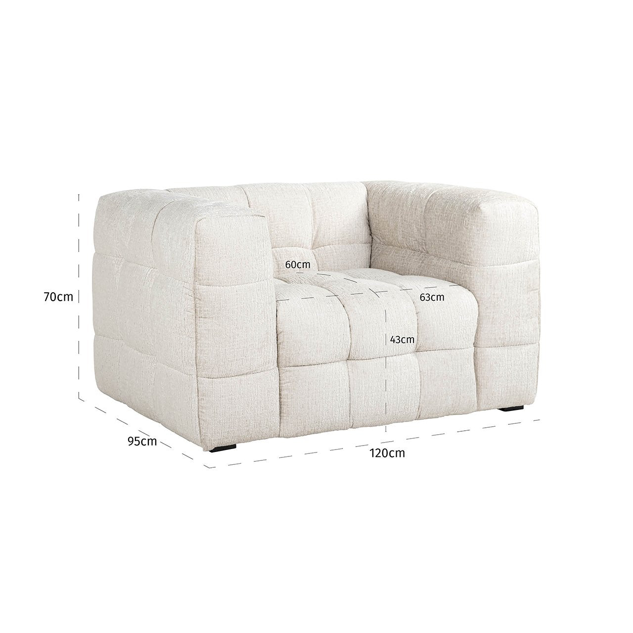 Richmond Interiors Merrol Fusion Cream Chenille Bubble Armchair