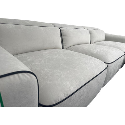 Zara Grey Fabric Black Piping 3 Seater Sofa + Footstool