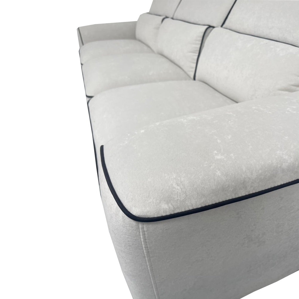 Zara Grey Fabric Black Piping 3 Seater Sofa + Footstool