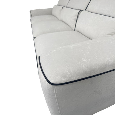 Zara Grey Fabric Black Piping 3 Seater Sofa + Footstool