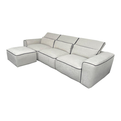 Zara Grey Fabric Black Piping 3 Seater Sofa + Footstool