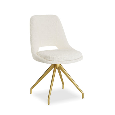 Leon Boucle Fabric Swivel Dining Chairs With Gold Metal Legs - Pairs - 2 Colours