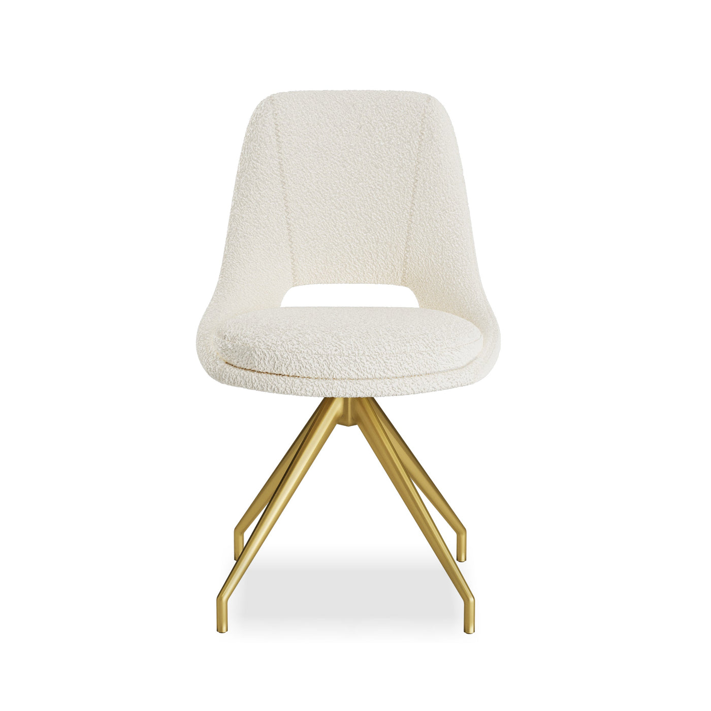Leon Boucle Fabric Swivel Dining Chairs With Gold Metal Legs - Pairs - 2 Colours