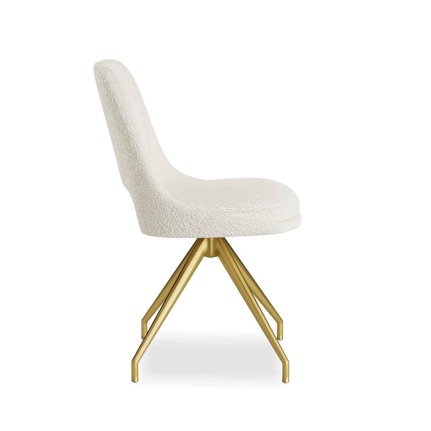 Leon Boucle Fabric Swivel Dining Chairs With Gold Metal Legs - Pairs - 2 Colours