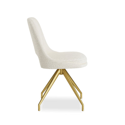 Leon Boucle Fabric Swivel Dining Chairs With Gold Metal Legs - Pairs - 2 Colours