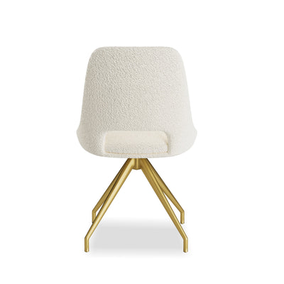 Leon Boucle Fabric Swivel Dining Chairs With Gold Metal Legs - Pairs - 2 Colours